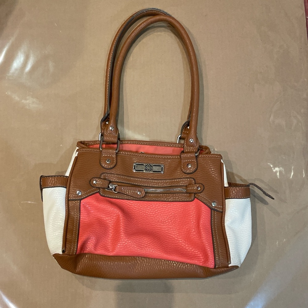Stylish Brown and Coral Handbag